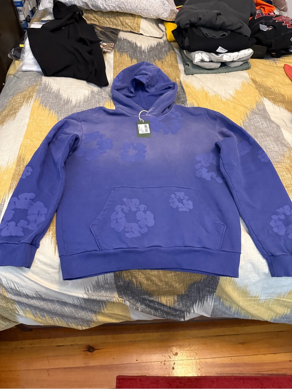 Denim Tears Mono Wreath Purple (Navy) Men’s Fleece Hoodie Size M